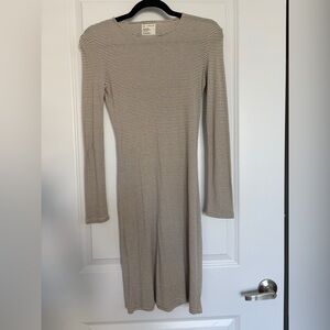 For Days Ribbed Striped Long Sleeve Fitted Dress | XS